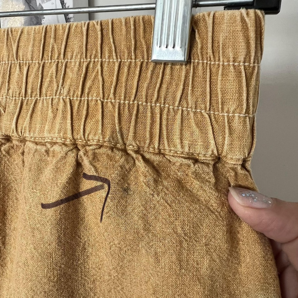 Anthropologie Pilcro Mini Skirt XS Yellow Linen‎ Tie Dye Frayed Hem Boho - Picture 8 of 11